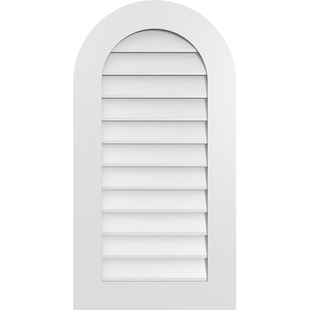 Ekena Millwork Round Top Surface Mount PVC Gable Vent: Non-Functional, w/ 3-1/2"W x 1"P Standard Frame, 20"W x 38"H GVPRT20X3801SN